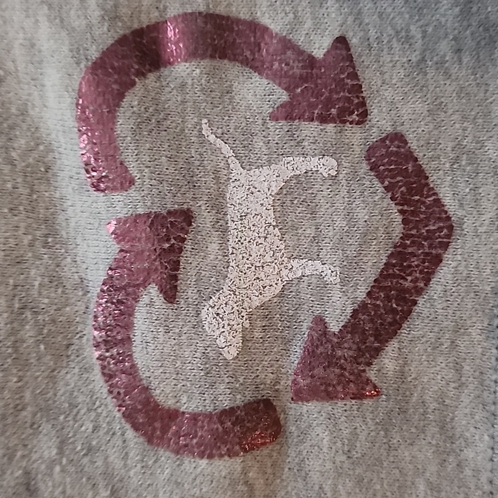Y2K Recycle Graphic Gray and Metalic Pink VS Shorts. Size: S - Picture 2 of 10